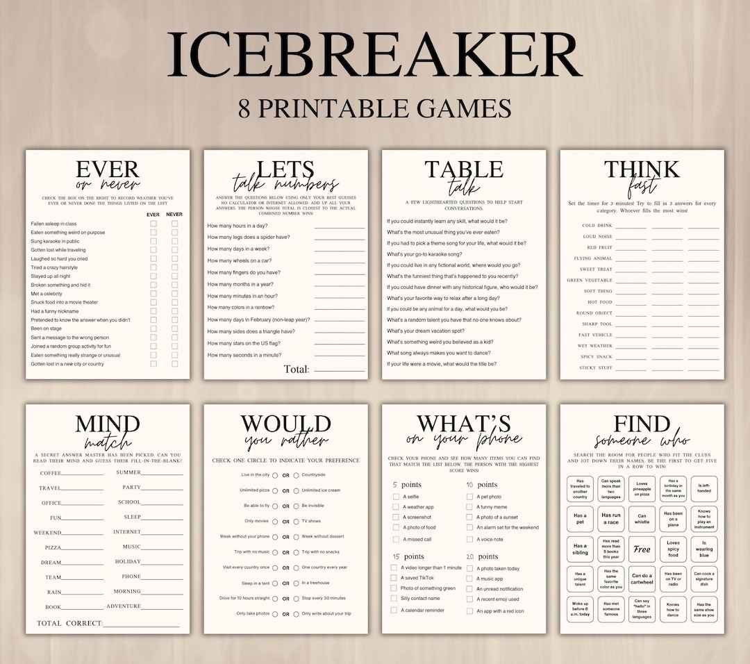 Icebreaker Games Bundle, Ice Breaker Bingo Activity Teens Adults ...