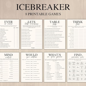 Icebreaker Games Bundle, Ice Breaker Bingo Activity Teens Adults, Trivia, Roll & Tell Dinner Party Table Talk, Happy Hour Office Party Games