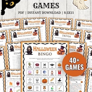 40+ Halloween Games Bundle Printable, Halloween Party Ideas, Halloween Games for Kids Teens and Adults Halloween Activities Halloween Trivia