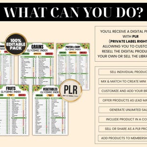 PLR Glycemic Index Food Chart, Low Glycemic Diet Canva Template, PLR Editable Canva Template, Commercial Use Resell Rights image 5