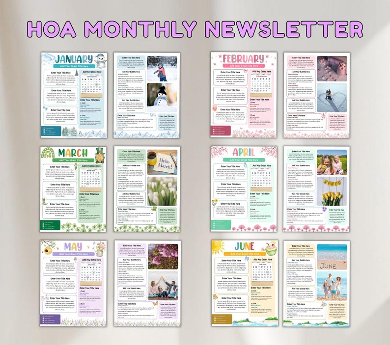 Monthly Newsletter Canva Template, HOA Community Newsletter (Digital Download) image 4