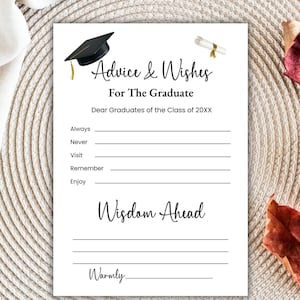 Editable Graduation Advice & Wishes, Graduation Advice Cards, Custom Grad Party Signage, Graduation Party Sign, Graduation Decorations 2025