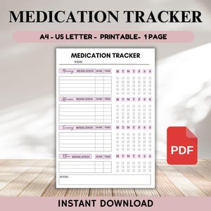 Printable Medication List Template, Daily Medication Tracker, Medicine Log for Nurses, Medication Log, Medication Sheet Medicine Tracker PDF