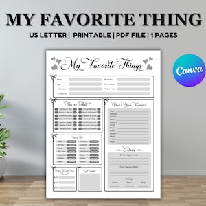 My Favorite Things Survey Questionnaire, Employee Favorites, All About Me Questionnaire, Teacher Favorite Things Survey, Get To Know