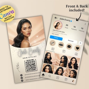 Business Card Template Design, Editable Aesthetician Templates, Ig Business Card, Skincare Template, Social Media, Qr Code Business Card