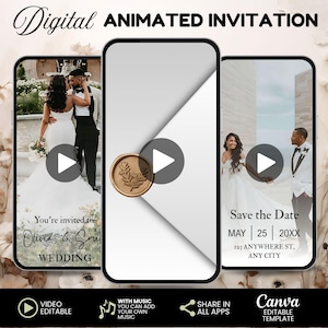 Digital Wedding Invitation Template, Minimalist Wedding Video Invitation, Editable Wedding Video Invitation, Animated Photo Wedding Invite