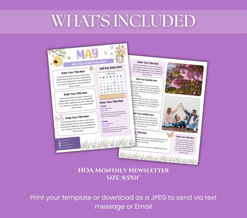Monthly Newsletter Canva Template, HOA Community Newsletter (Digital Download) image 6