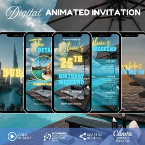 Digital Travel Itinerary, itinerary template, travel itinerary, Birthday Weekend Invitation, Weekend Itinerary, Digital Schedule, Girls Trip