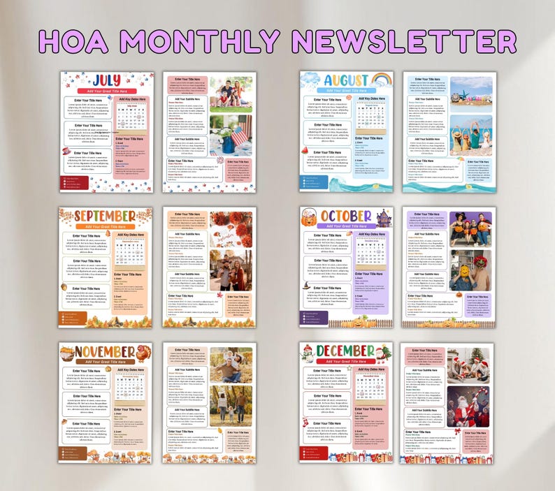 Monthly Newsletter Canva Template, HOA Community Newsletter (Digital Download) image 5