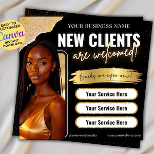 Editable New Clients Welcome Flyer, Booking Flyer Template, Hair Flyer, Wig Flyer, Book Now Flyer, Books Open Flyer, Trending Beauty flyer