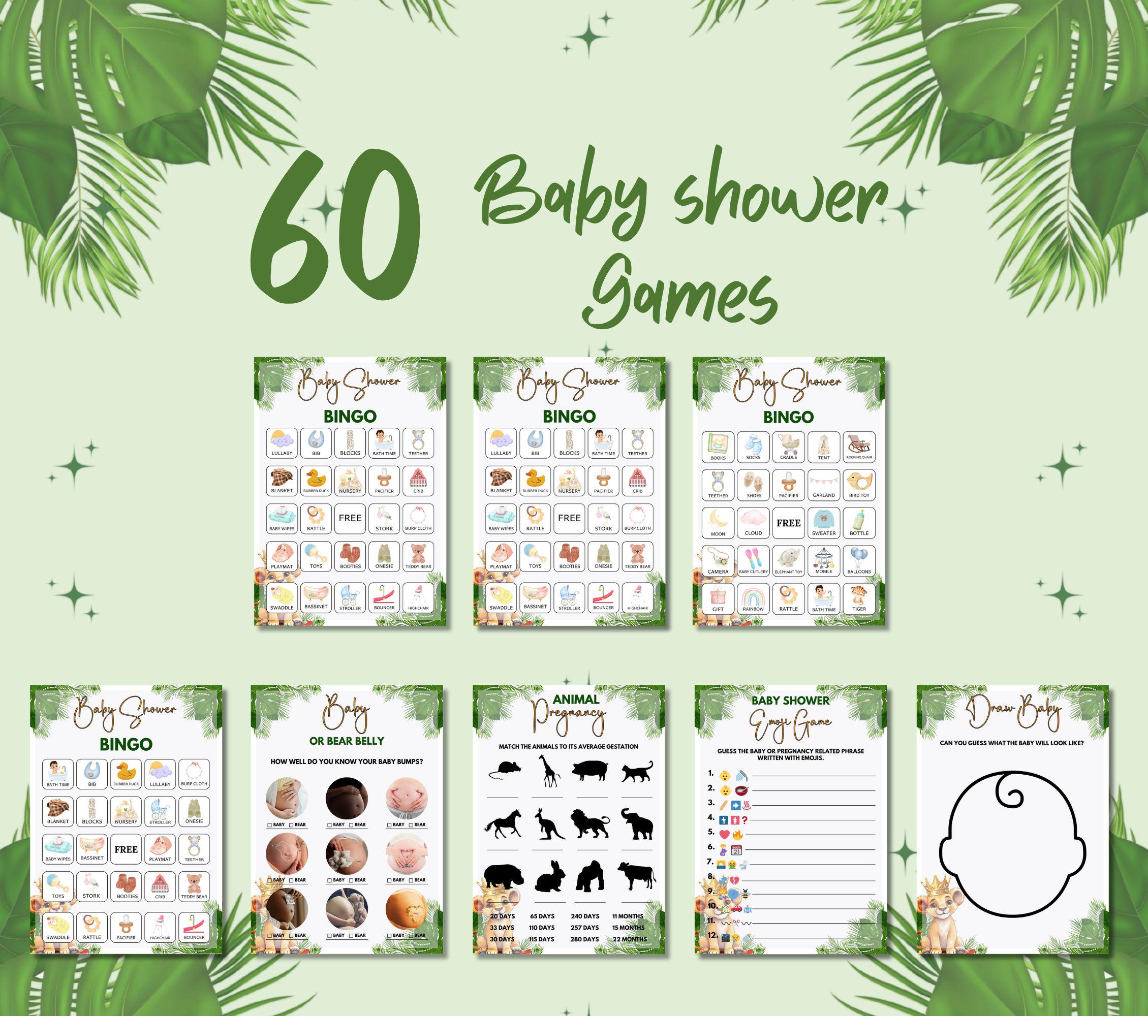Baby Shower Game Bundle, A Little King Baby Shower Games, Safari