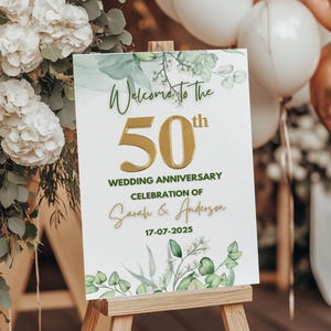 Anniversary Welcome sign Template, Editable 50th Wedding Anniversary Welcome Sign, 50th Anniversary Decoration, Golden Anniversary Sign