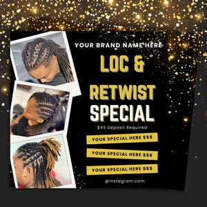 Bearbeitbare loc-Flyer-Vorlage, Haar Stylist, Haar Spezielle Flyer Lok- und Retwist-Flyer Lok-Styling druckbare Haar- und Schönheits-Flyer für Locticianer