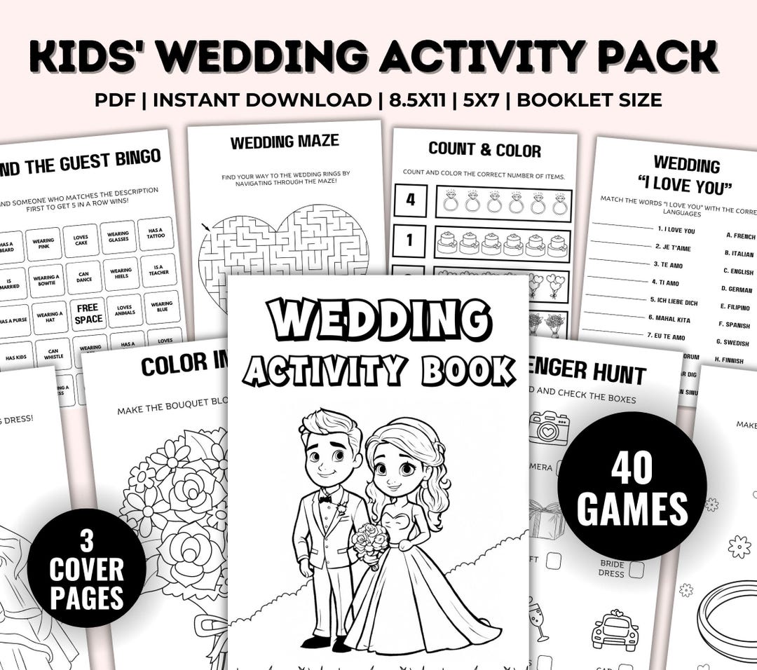 Kids Wedding Activity Pack, Wedding Coloring Book, Wedding Activity — free download