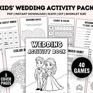 Kids Wedding Activity Pack, Wedding Coloring Book, Wedding Activity Book, Children&#39;s Wedding Activity Book, Kids Reception Table Activities