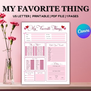 My Favorite Things Survey Questionnaire, Employee Favorites, All About Me Questionnaire, Teacher Favorite Things Survey, Get To Know