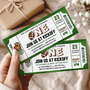 Football Ticket Birthday Invitation Template, Sports Ticket Style Party Invite, Editable American Football Ticket Invite Printabl