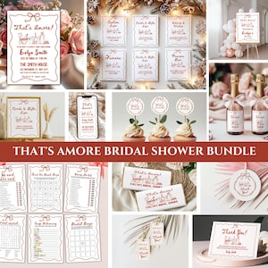 That's Amore Bridal Shower Template Bundle, Italian Bridal Shower, Engagement Party Decor, Whimsical Hand Drawn Bridal Shower Invitation Set