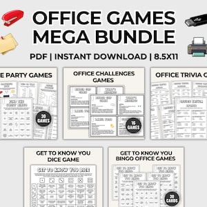 Office Party Games Bundle, Office Games for Work Printable, Happy Hour Activities, Fun Team Building, Icebreaker Games, Staff Meeting Games