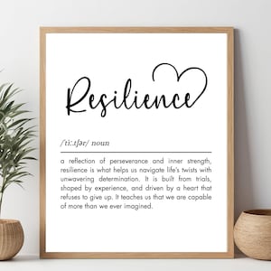Resilience Definition Wall Art, Printable Digital Resilience Quotes, Motivational wall art, Inspirational wall art, Wall Art Print Gift