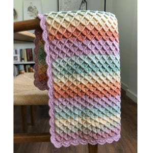 Dragon Scale Crochet Blanket Pattern, Textured Throw, Advanced Beginner (PDF Pattern)