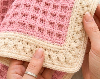 Waffle Stitch Blanket Afghan Crochet Pattern, Beginner Friendly Crochet (PDF Download)