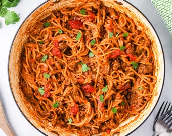 One Pot Taco Spaghetti | Easy Weeknight Dinner Recipe | Family-Friendly Pasta | Quick Mexican-Inspired Meal | One Dish Recipe