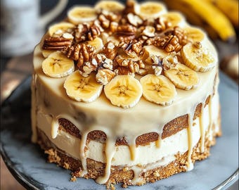 Banana Walnut Cream Cake | Homemade Cake Recipe | Gourmet Banana Dessert | Holiday Baking | Moist Banana Layer Cake