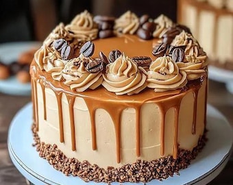Pastel de crema de mantequilla y café con caramelo / Receta de pastel gourmet / Pastel de crema de mantequilla / Postre de café y caramelo / Receta de pastel casero
