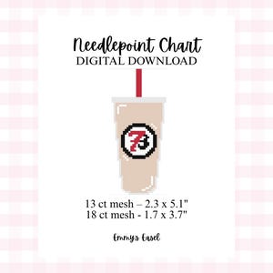 7B Iced Coffee - Digital Needlepoint Stitch Chart (Digital PDF) Instant Download