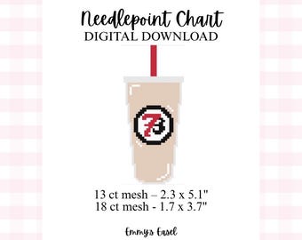 7B Café Gelado - Gráfico de Pontos de Bordado Digital (PDF Digital) Download Imediato