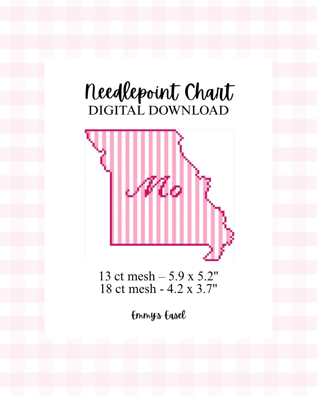 Missouri Sticky Note State of Missouri Striped - Digital Needlepoint Stitch Chart (digital ...