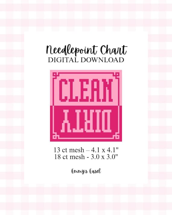 Clean/Dirty Dishwasher Magnet - Digital Needlepoint Stitch Chart (Digital PDF) Instant Download