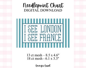 Veo Londres, veo Francia - Gráfico de bordado digital (PDF digital) Descarga instantánea