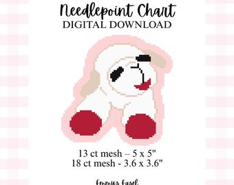 Juguete de cordero - Gráfico de punto de cruz digital (PDF digital) Descarga instantánea