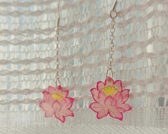 Lotus-Hand-painted genuine leather earrings