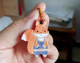 Leather Little Fox Charm – Handmade Fox Keychain, Gift for Her