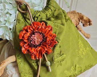 Flowers series - Leather Bag Charm/KeyChain -  Gift for her