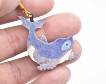 Leather Little Whale Charm – Handmade Fox Keychain, Gift for Her
