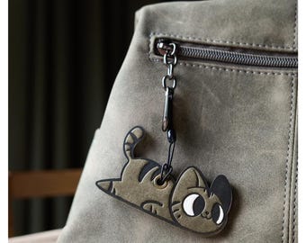 Cat series - Leather Bag Charm/KeyChain - Cat lover's gift