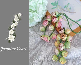 Flowers series - 茉 Jasmine- Leather Bag Charm/KeyChain -  Gift for her