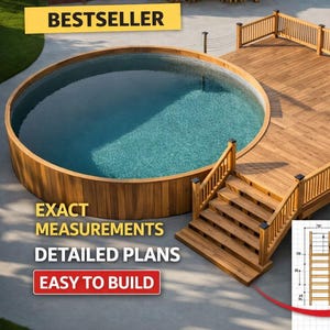 Customizable 25-25 Pool Deck 30 Round Pool Blueprint with material list and cost estimate