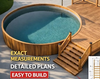 Customizable 25-25 Pool Deck 30 Round Pool Blueprint with material list and cost estimate