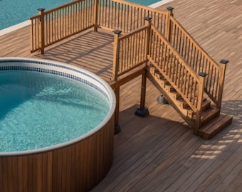 Paquete de planos para terraza de piscina redonda de 4,5 m / 3 diseños de terraza / Listo para permisos / Terraza de piscina para el patio trasero (hazlo tú mismo) / Descarga instantánea