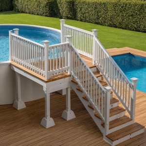 Progetto fai da te per piscina fuori terra / Progetto facile per il fine settimana / Download PDF del progetto del ponte / Design moderno per il ponte del cortile