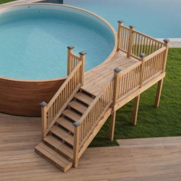 18 ft Round Pool Deck Plan 2026, Custom Pool Deck Blueprint, Permit Ready Above Ground Pool Deck Design