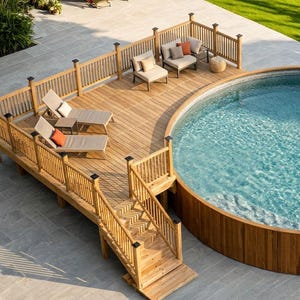 27' ronde pooldeckplannen (25-17 dek)| DIY-blauwdruk, materialenlijst (pdf-download)
