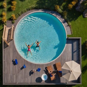 Plans de terrasse de 20 à 34 pieds pour une piscine ronde de 24 pieds