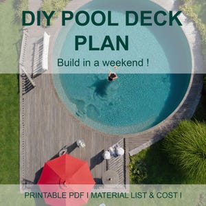 Zelfgemaakte pooldeckplannen voor 17'-20', 24 ronde zwembaden, blauwdrukken, materiaallijst.