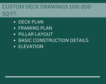 Custom Deck Design Plans for Decks 100-200 Sq.ft for City Permit - Etsy